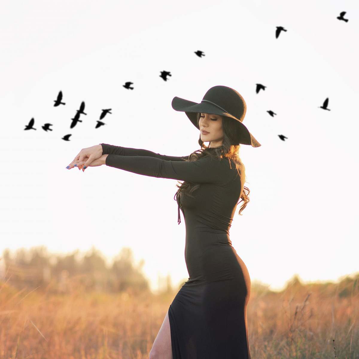 person woman in black dress human
