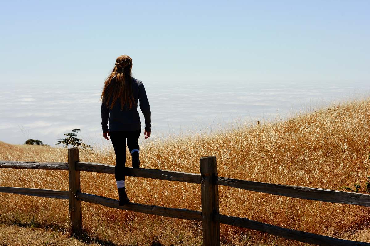 person woman jump on brown fence human