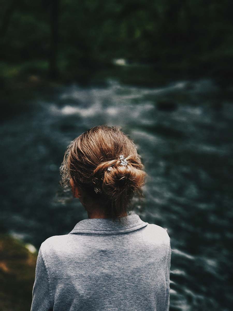 human woman standing near at the river person