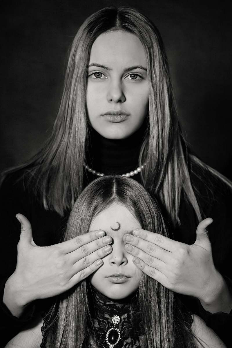 people grayscale photo of woman and girl black-and-white
