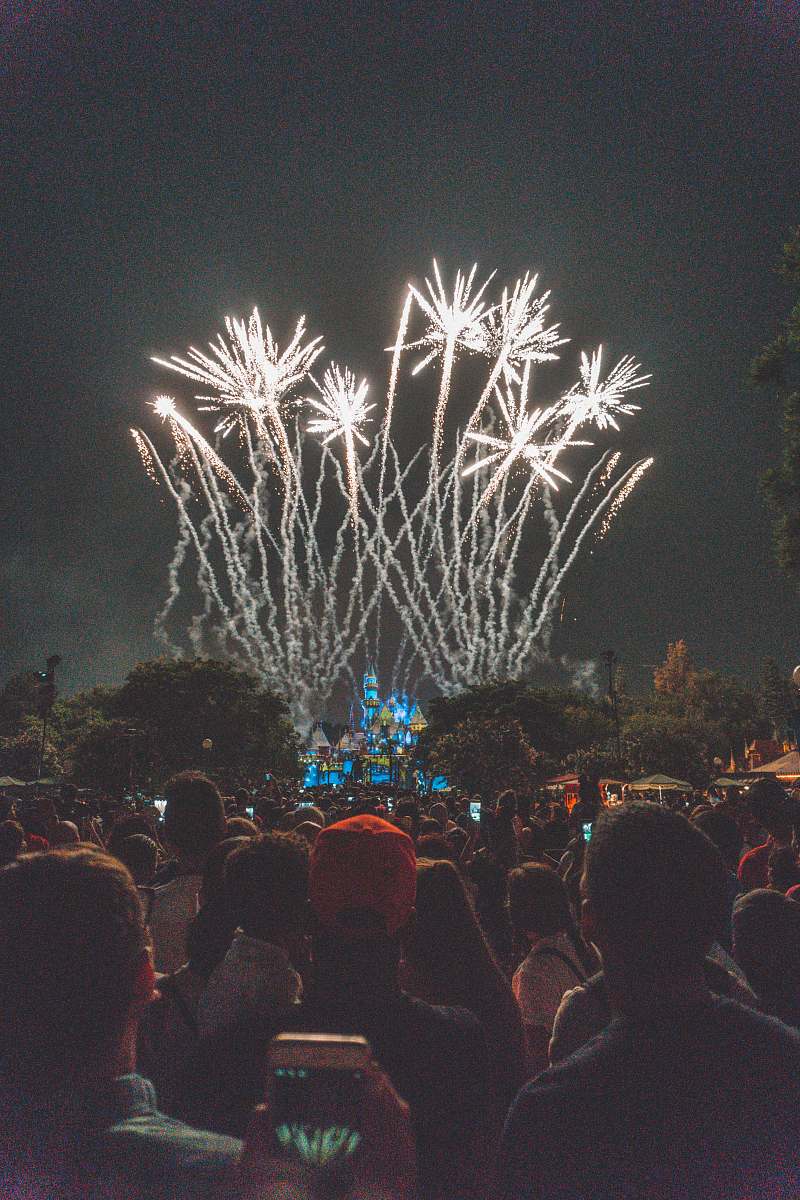 night group of people standing watching firework display fireworks