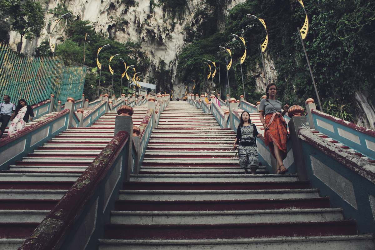 people people going downstairs during daytime human
