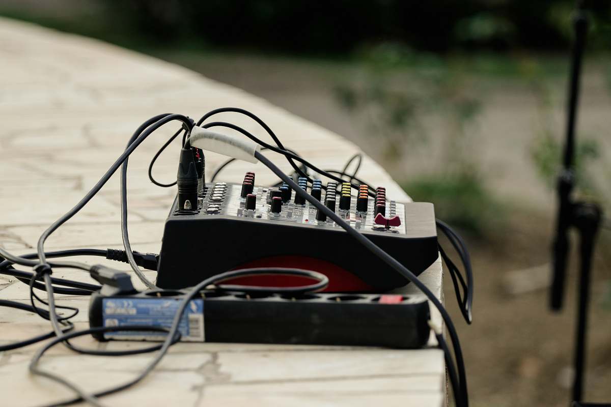 mixer black power strip and audio mixer music