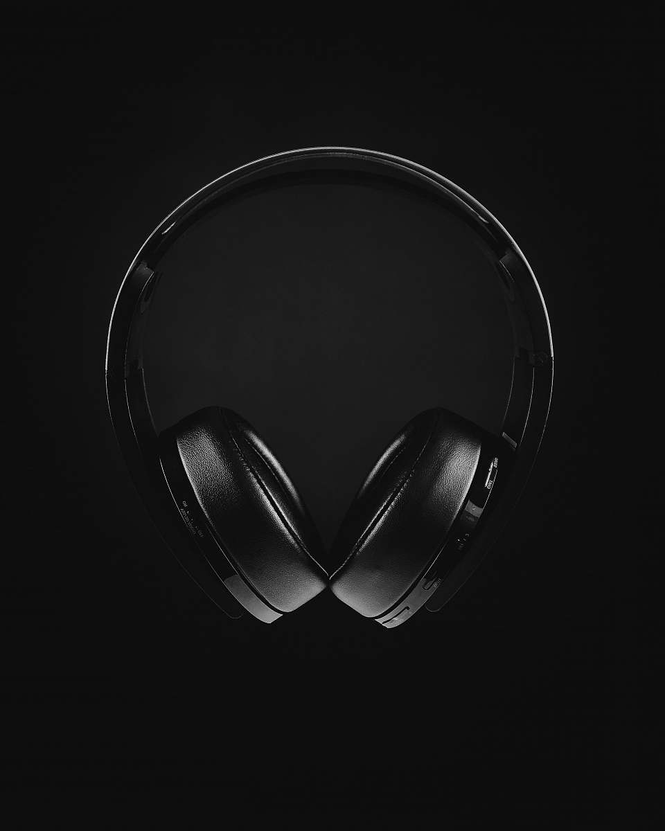 electronics black and white photo of headphones headset