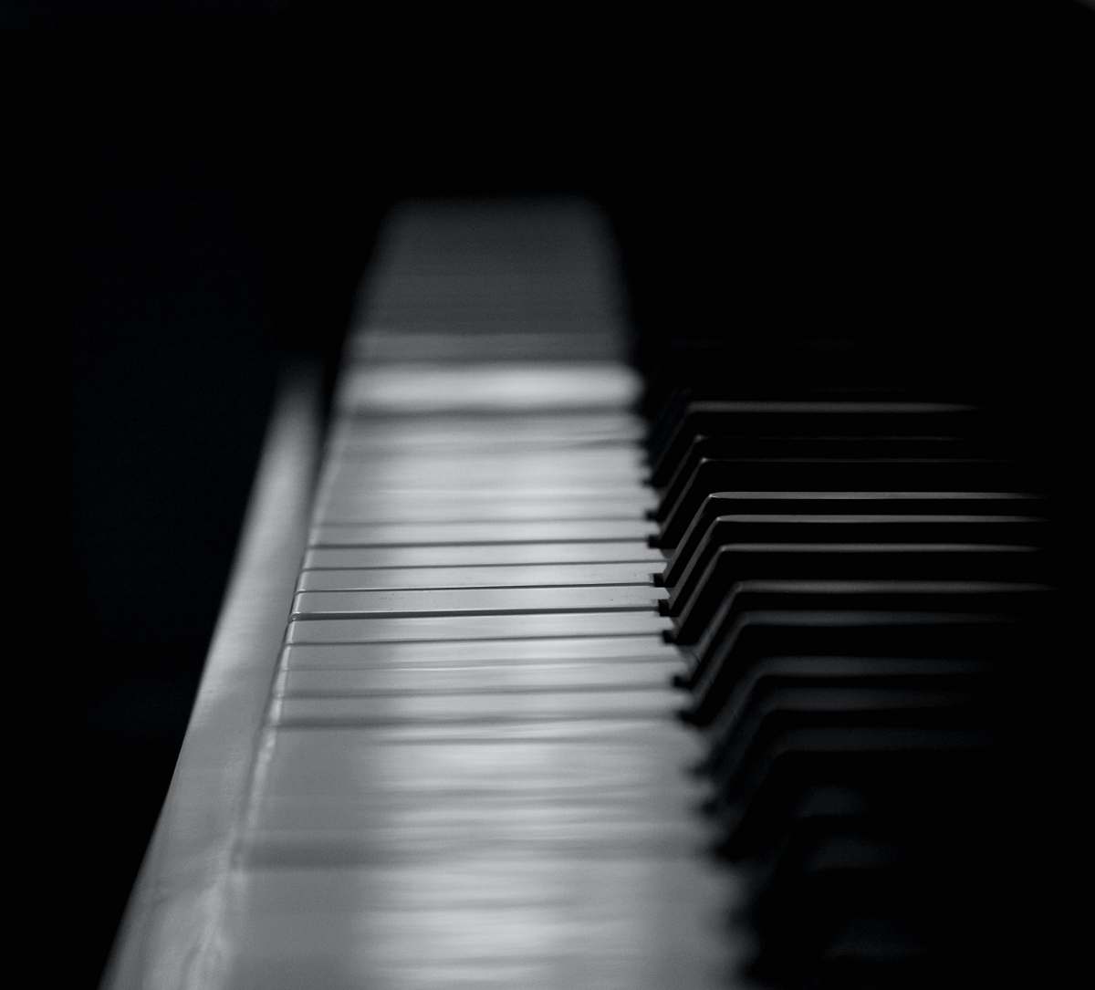 piano shallow focus of white paino grey