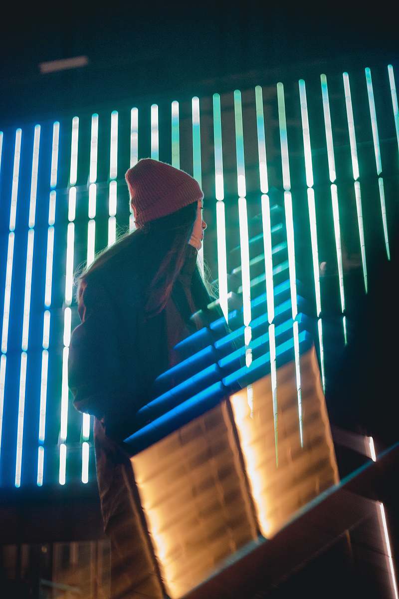 wencheng woman standing in front of LED signage wenzhou