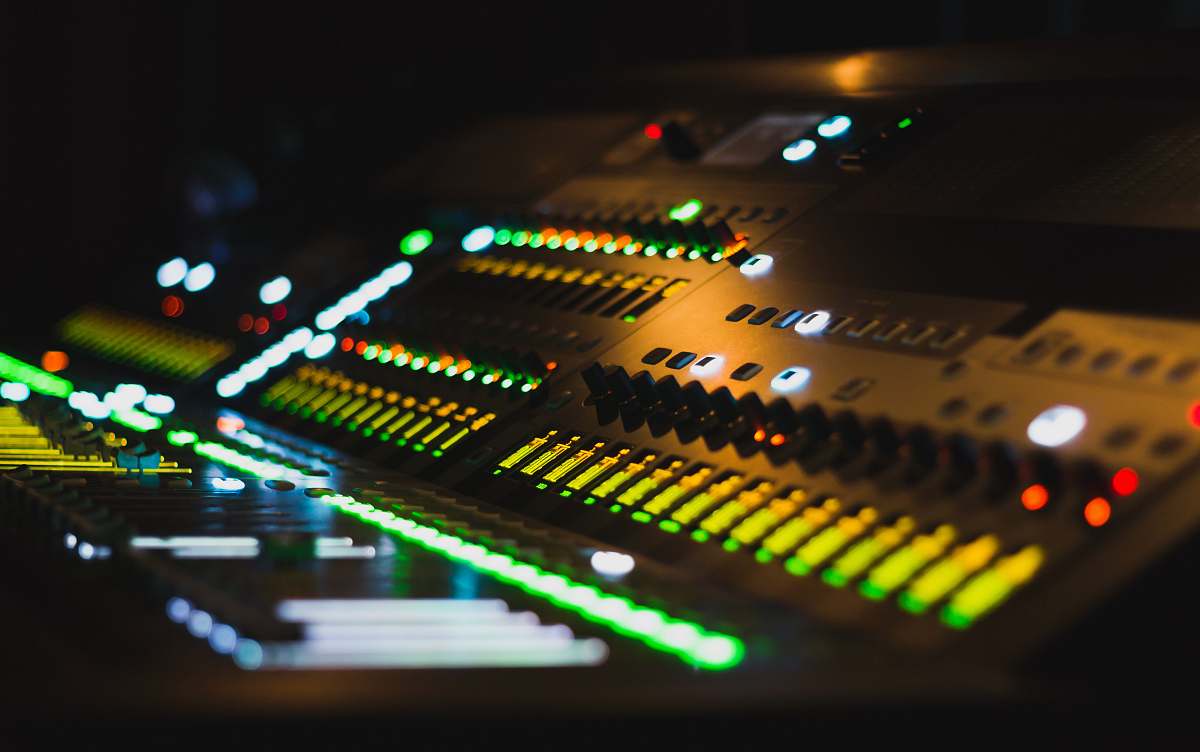 studio black audio mixer computer