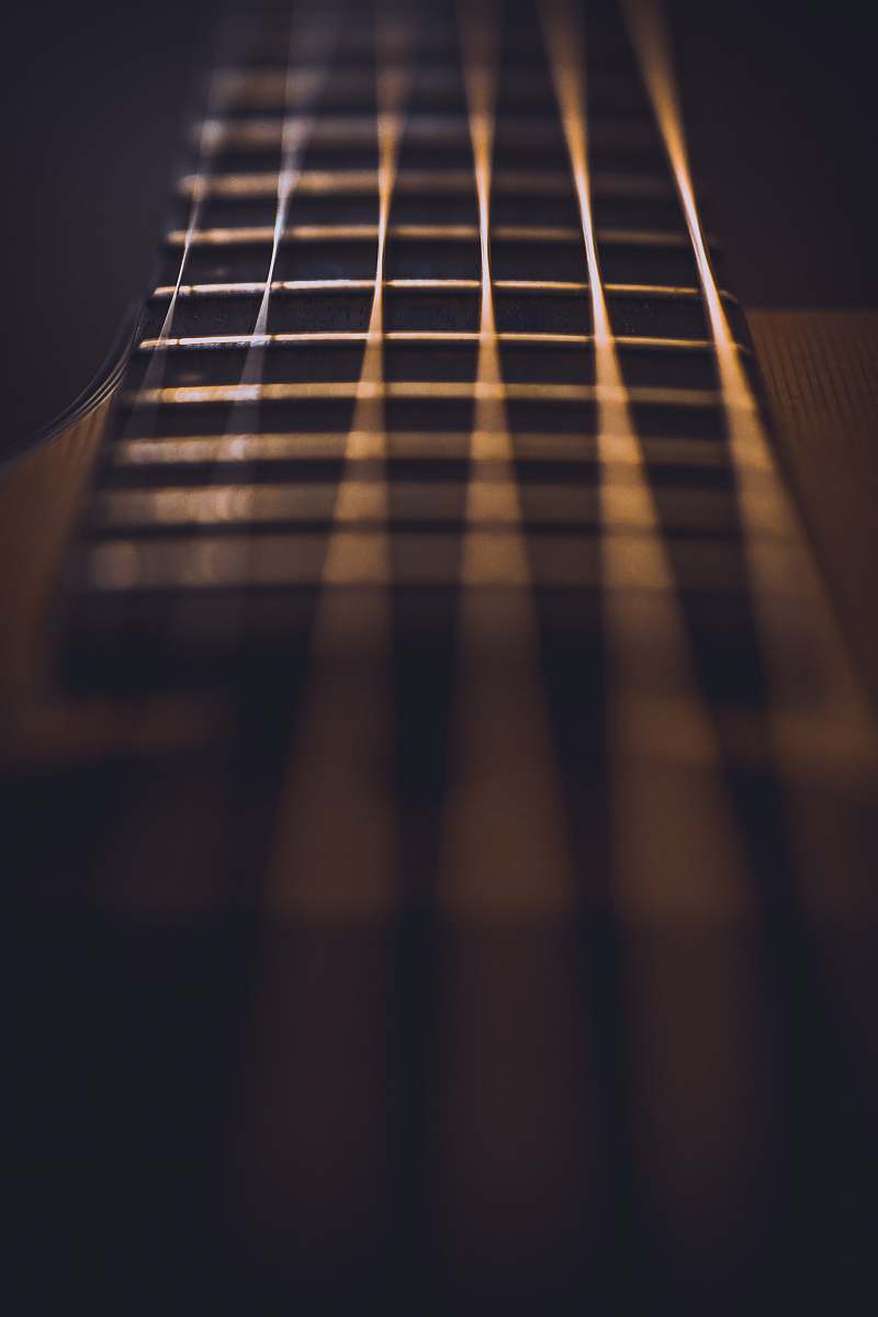 music close-up photo of guitar strings fret