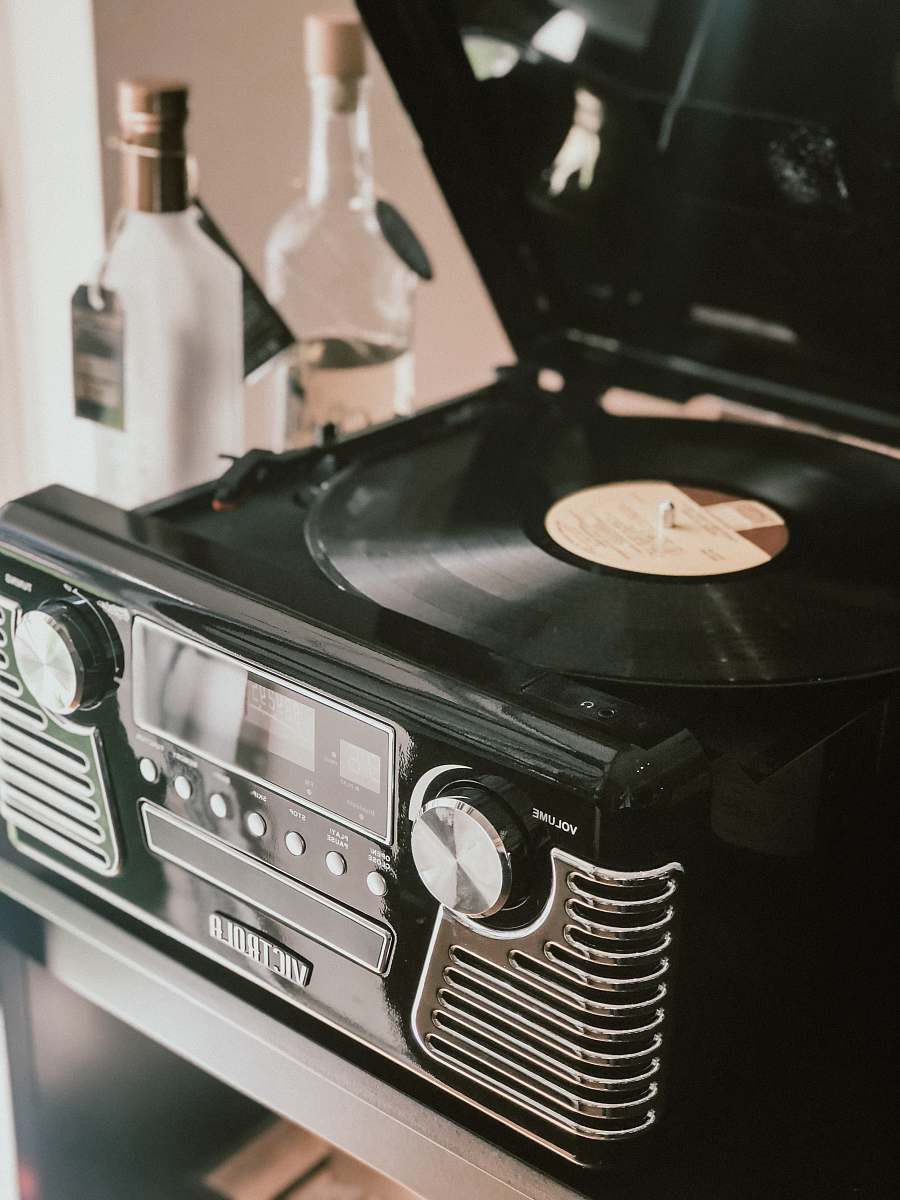 electronics black vinyl record cooktop