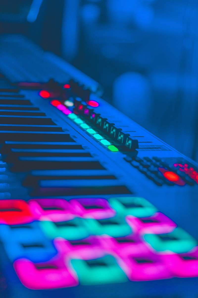 sound selective focus photography of terminal mixer light