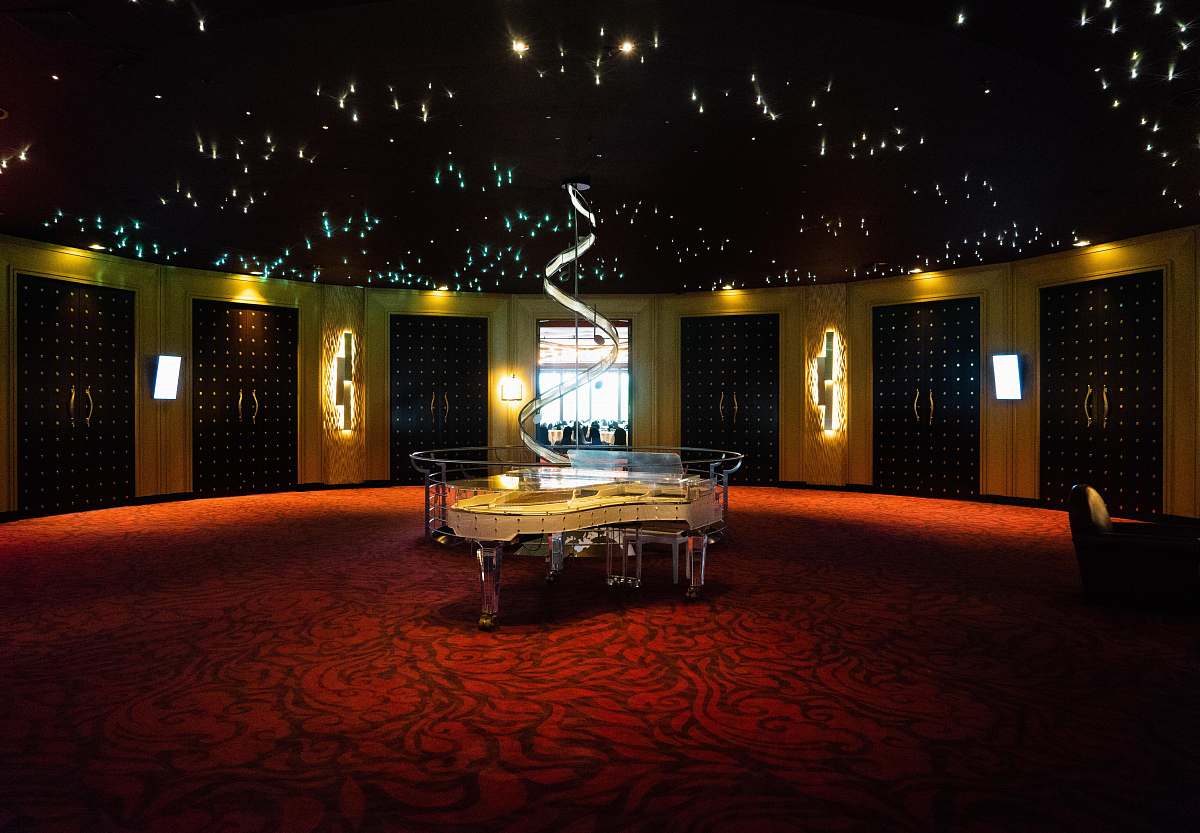 flooring clear glass grand piano in room montreux