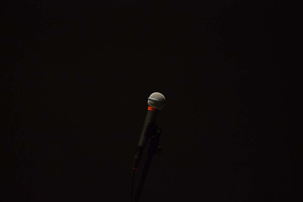 microphone black corded microphone with stand black