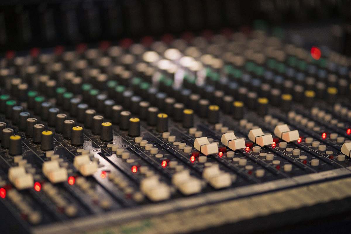 mixer gray and white audio mixer desk