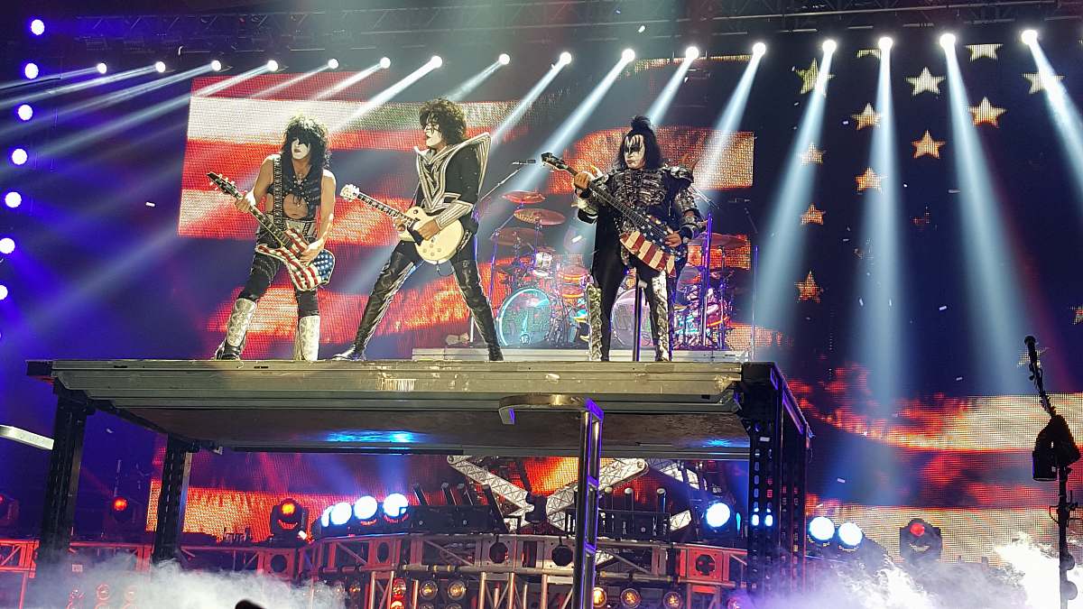 guitar Kiss band on stage stage