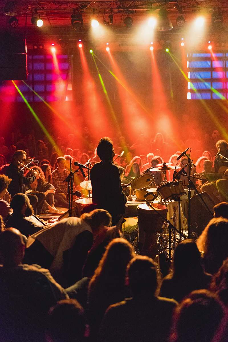people man playing drums concert