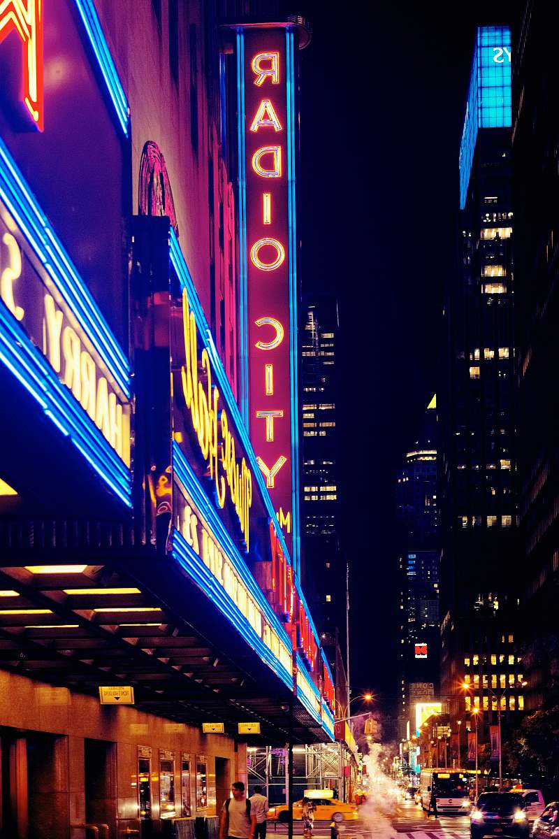 city inlighted Radio City signage new york