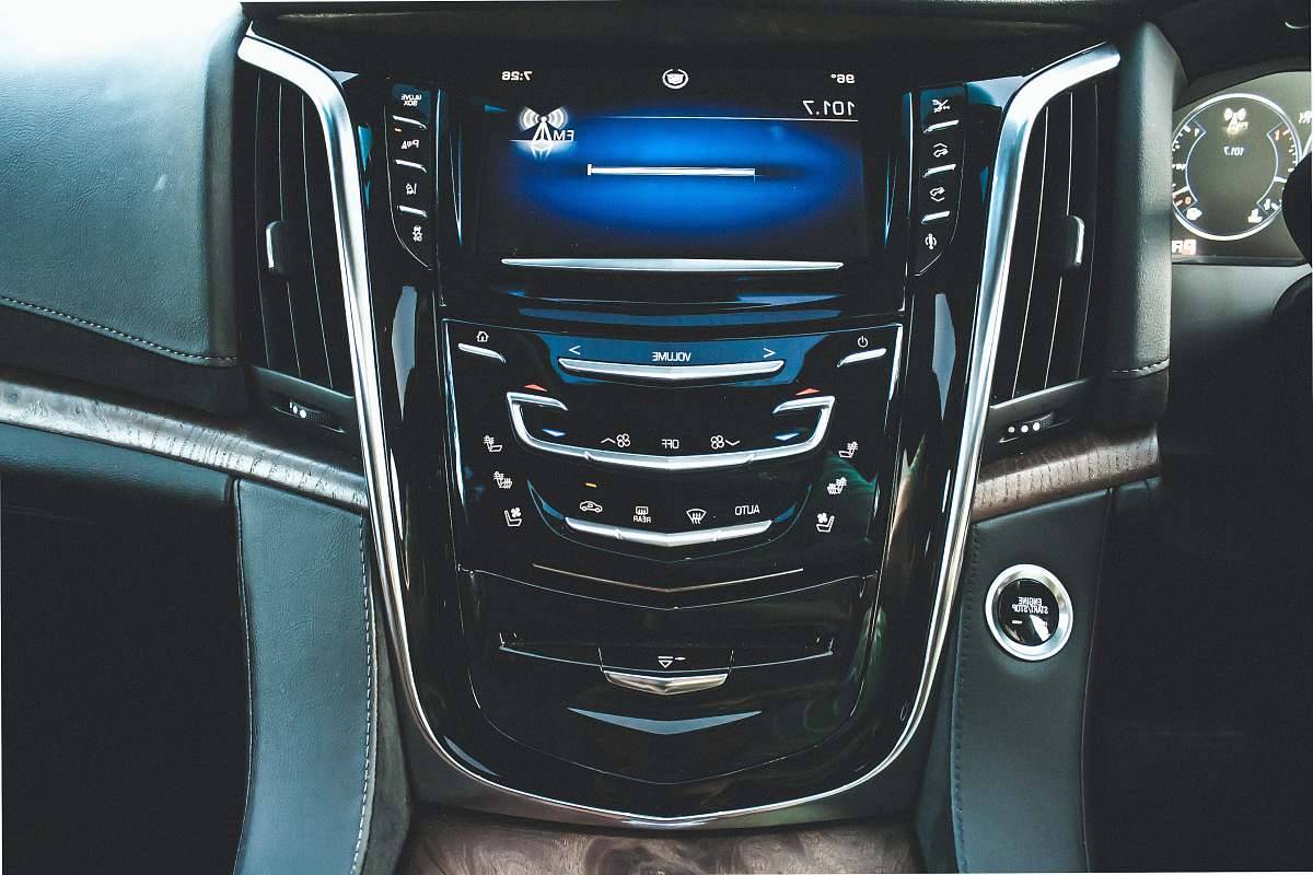 car black 2-DIN head unit interior