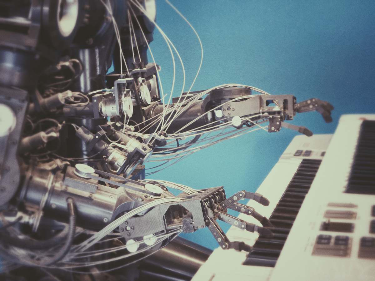 science robot playing piano future