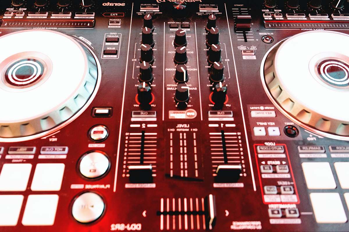 electronics red audio mixer dj