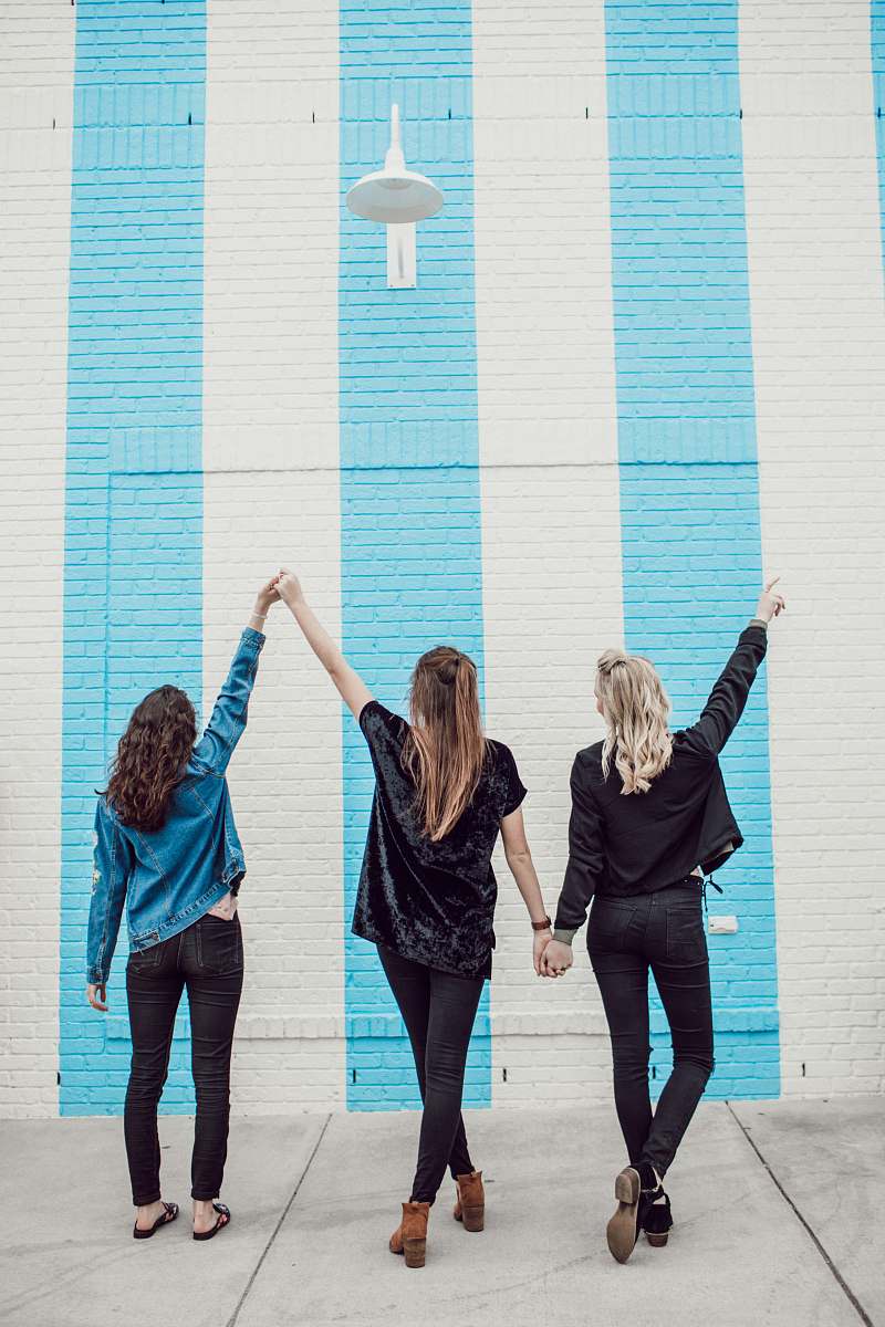 People Three Woman Holding Hands White Walking Woman Image Free Photo