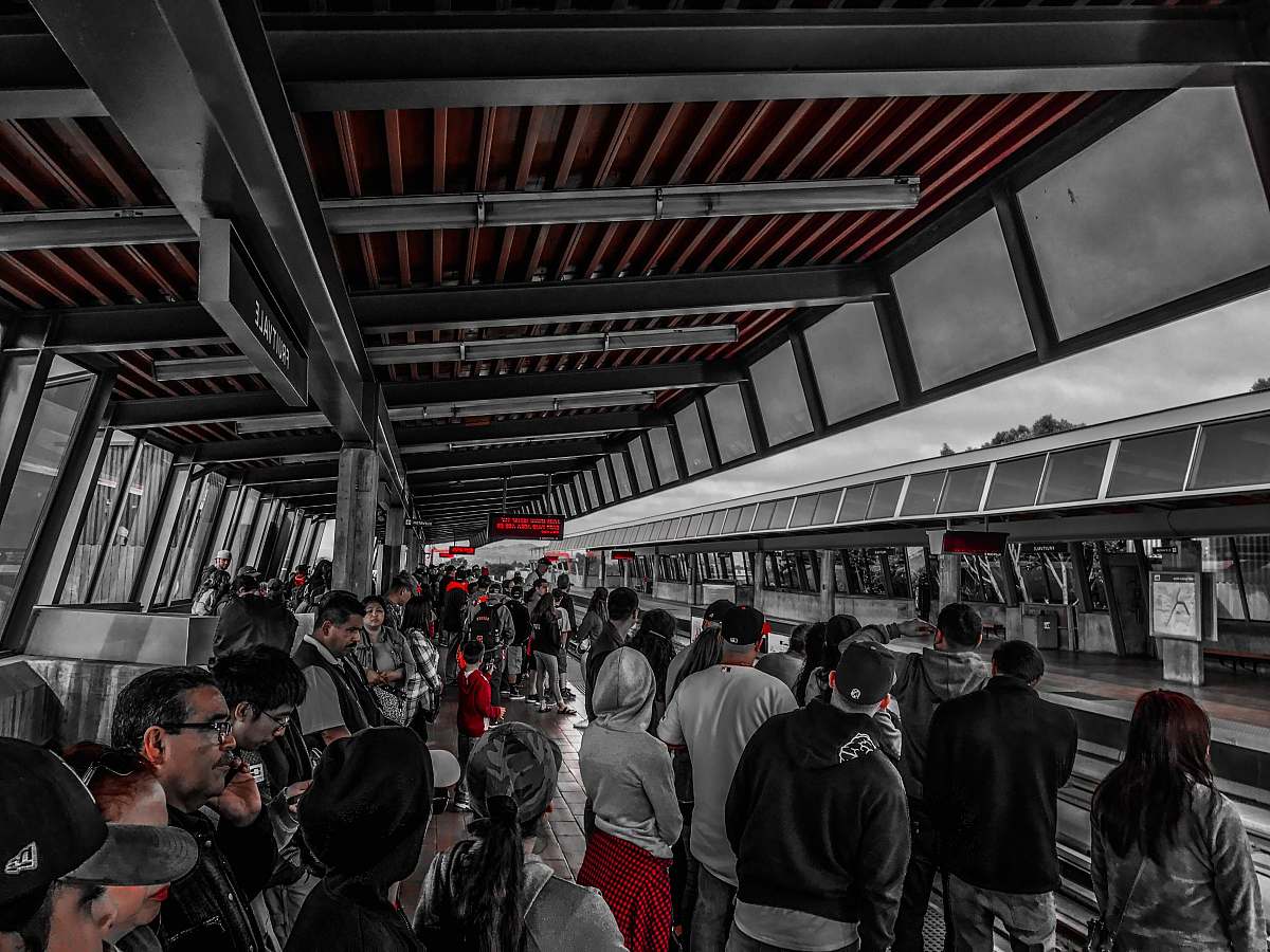 human crowd of people in subway crowd