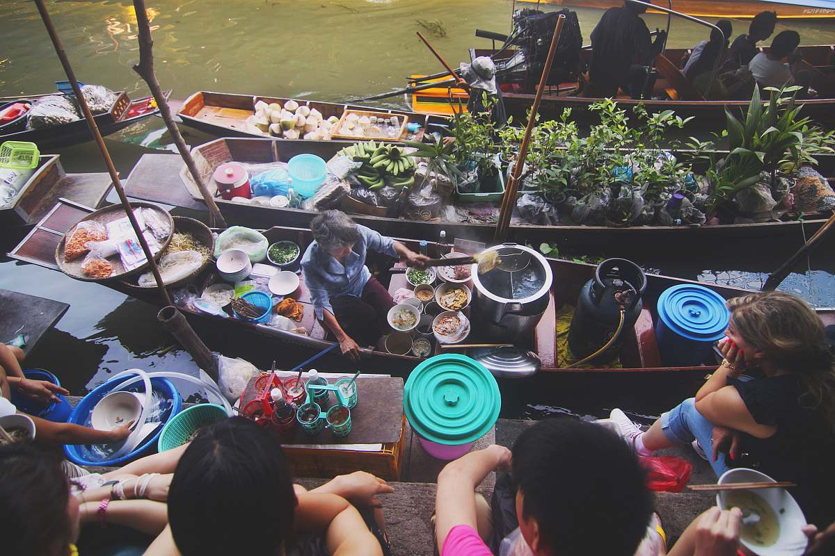 food flat lay photography of floating market vase