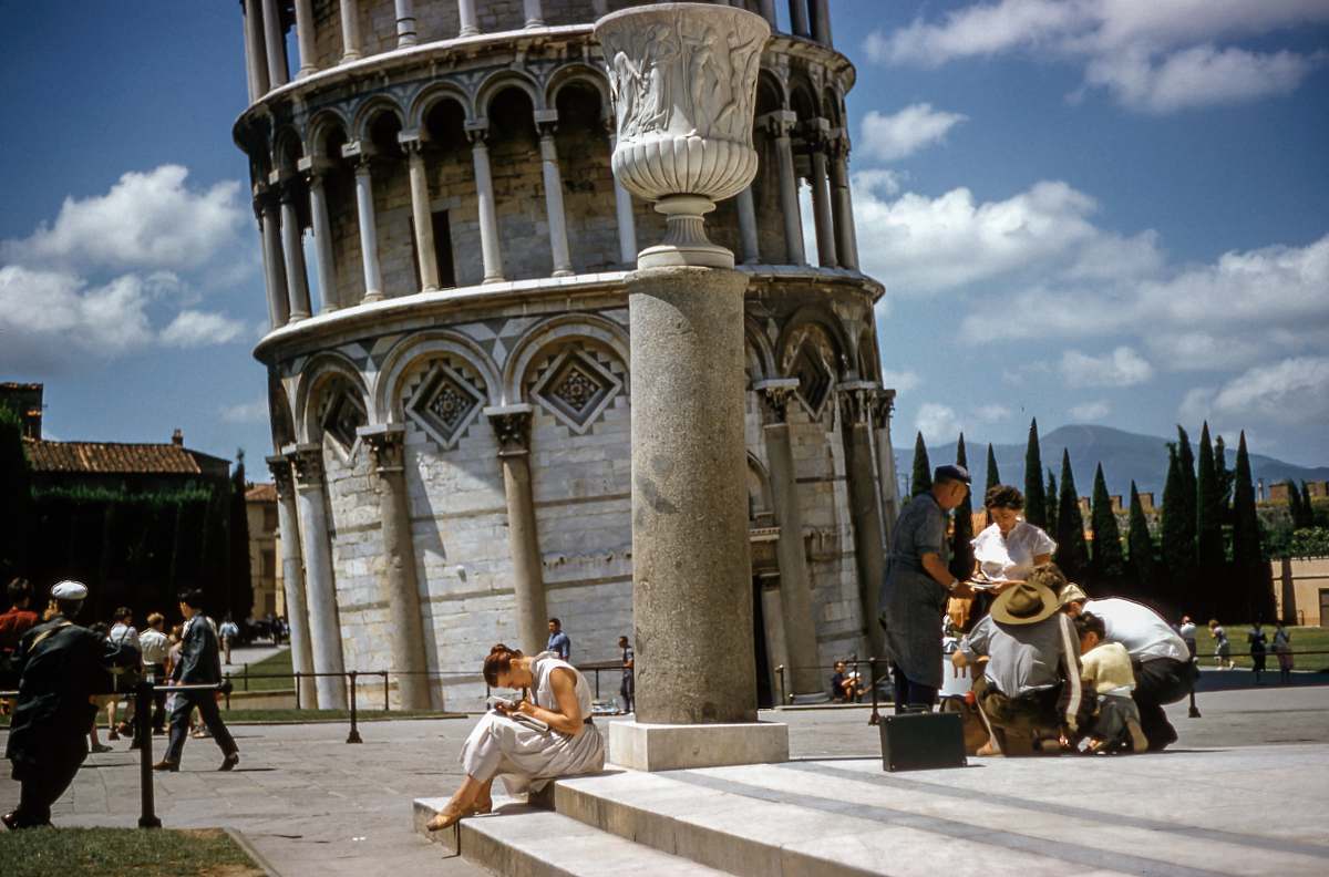 person Leaning Tower of Piza, Italy building