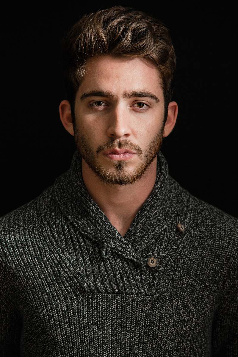 portrait man's grey and black shirt human