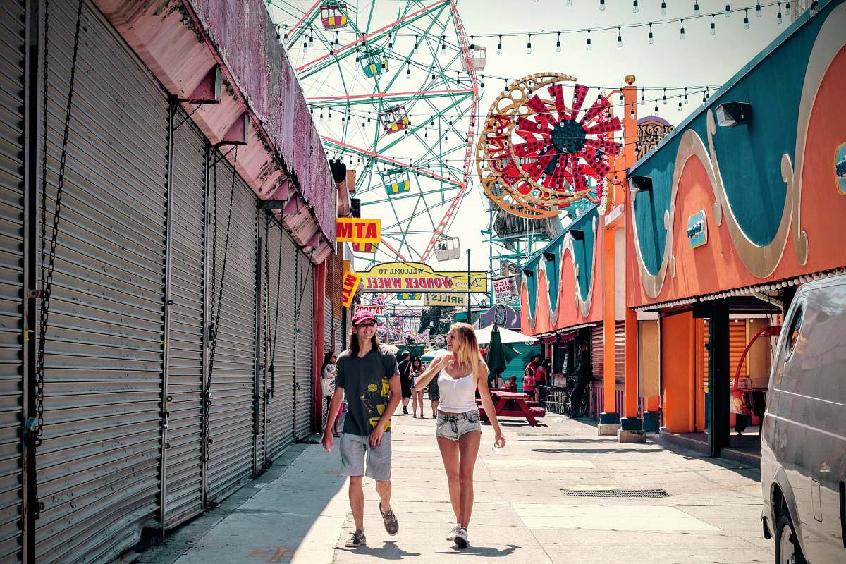 person two women walking on amusement park human