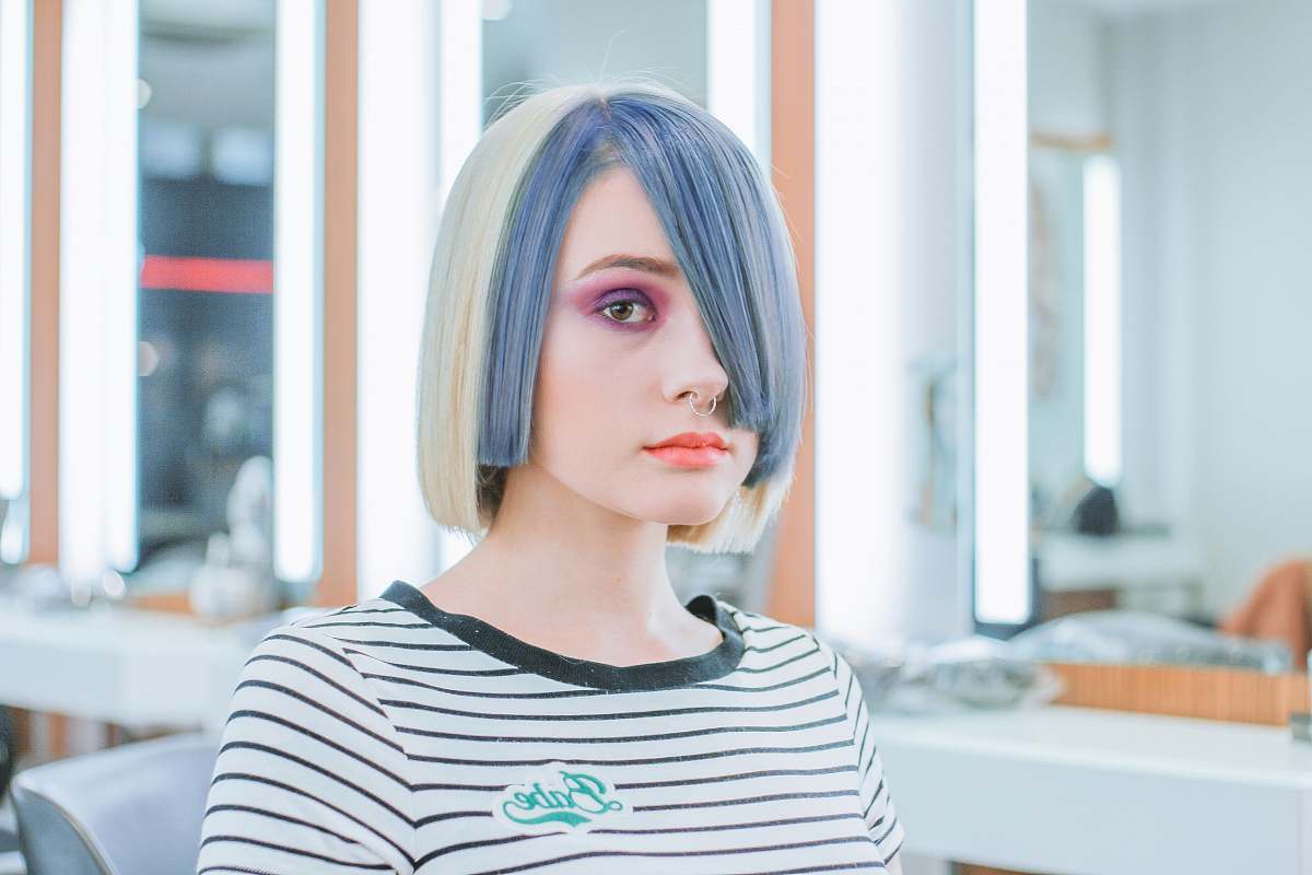 woman-woman-wearing-black-and-white-striped-shirt-hair-image-free-photo