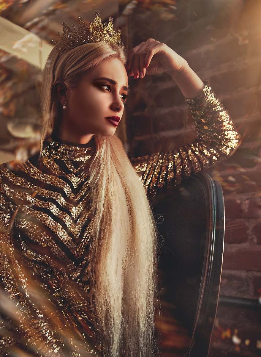 person women's gold long-sleeved dress human
