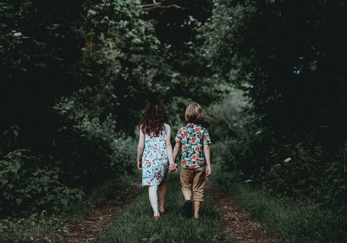 boy and girl walking