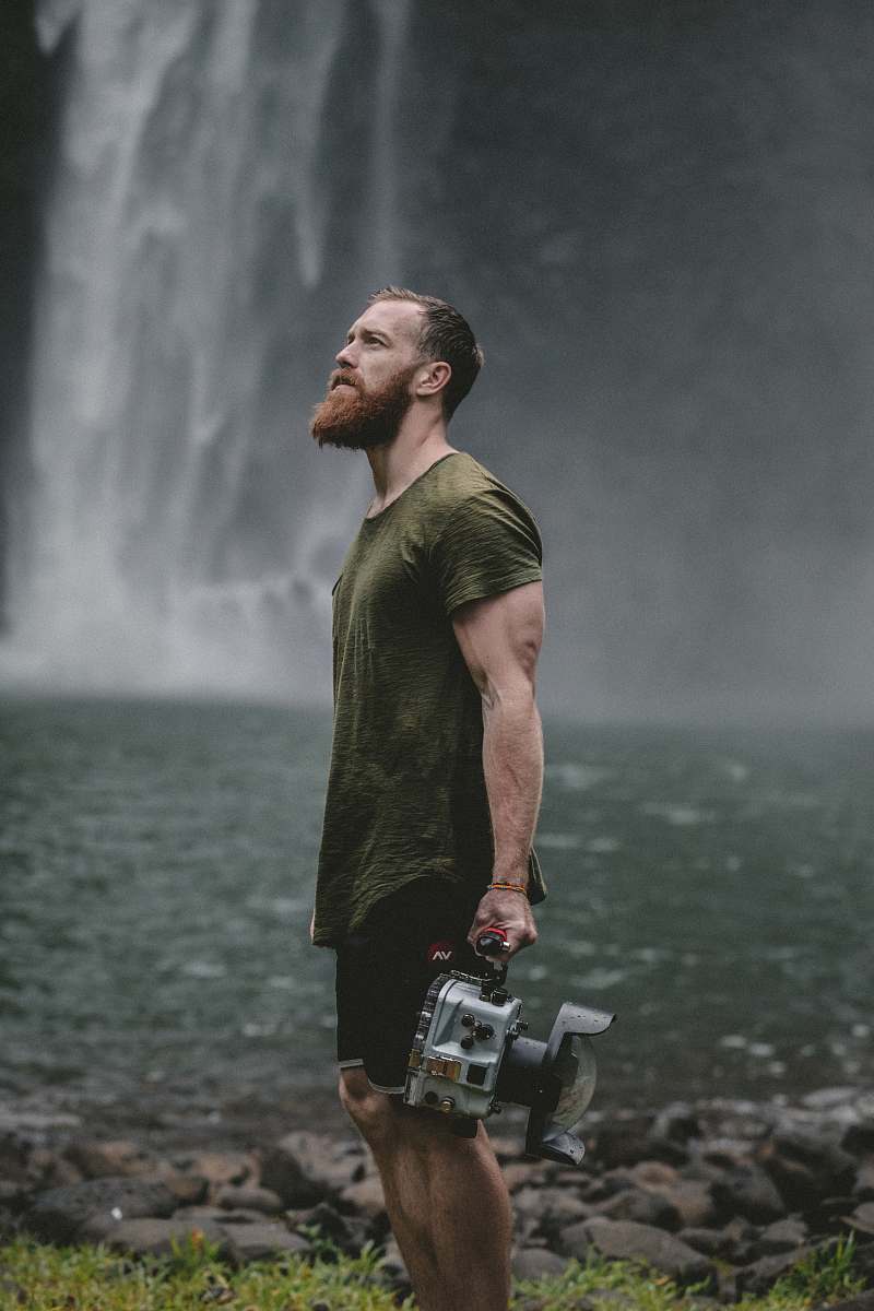 people man looking up water