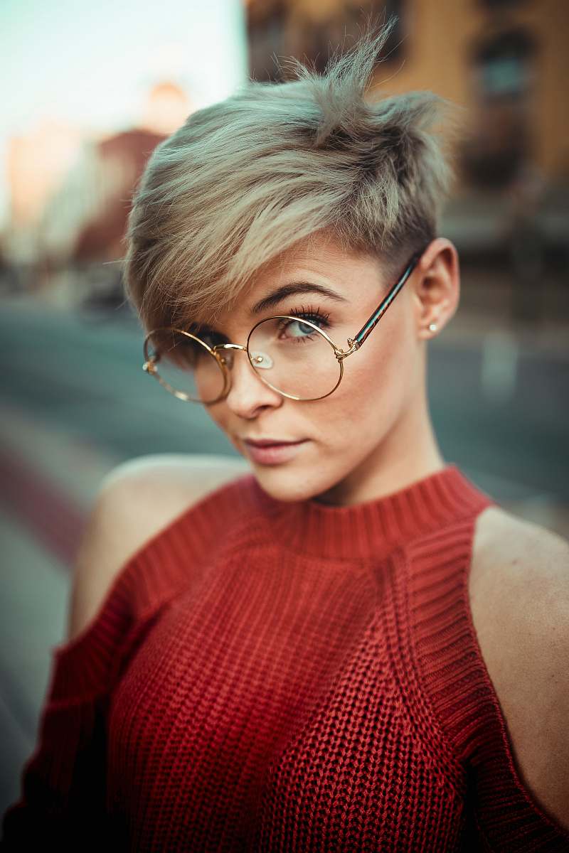 people woman wearing round eyeglasses human
