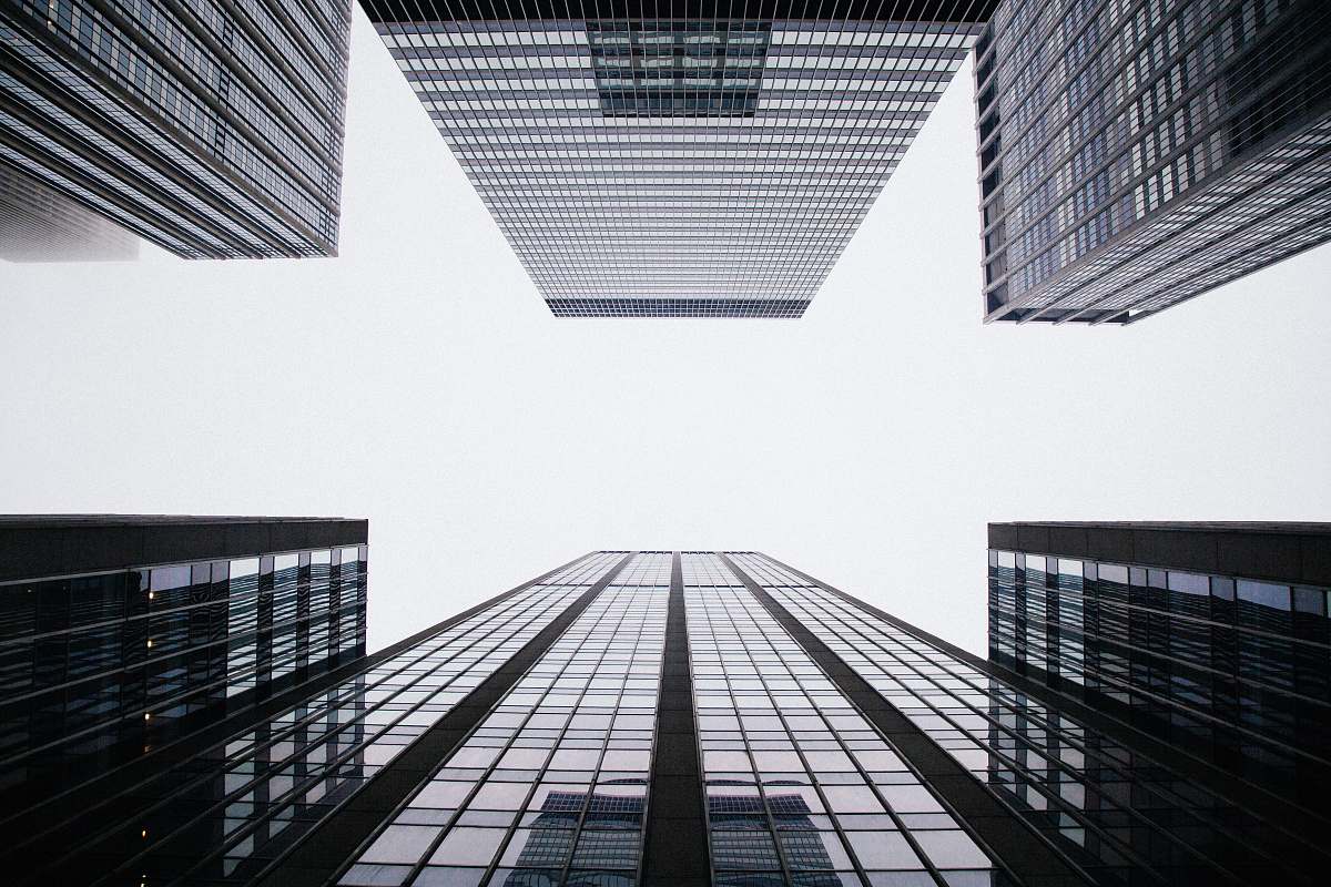 city worm's eye view of buildings building