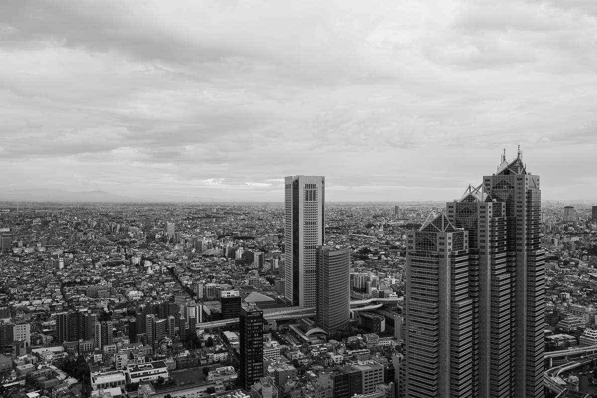 outdoors grayscale photography of city landscape