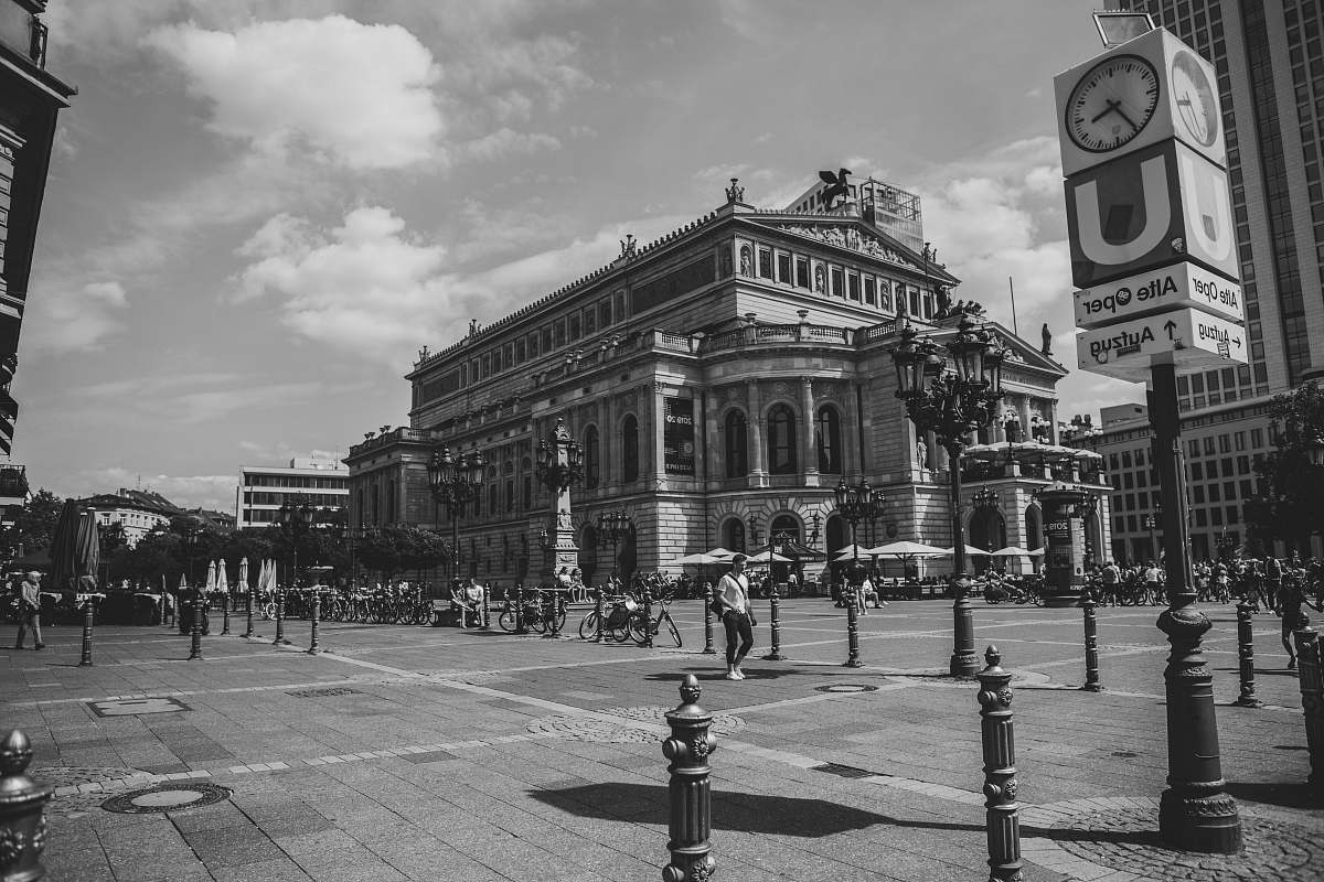 city greyscale photo of high-rise building building
