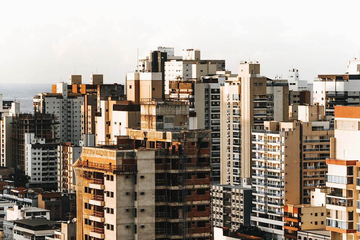 city aerial photo of building urban