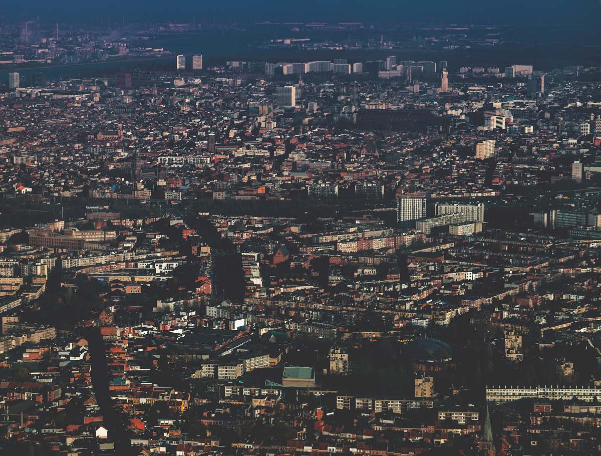 city aerial photo of city skyline town