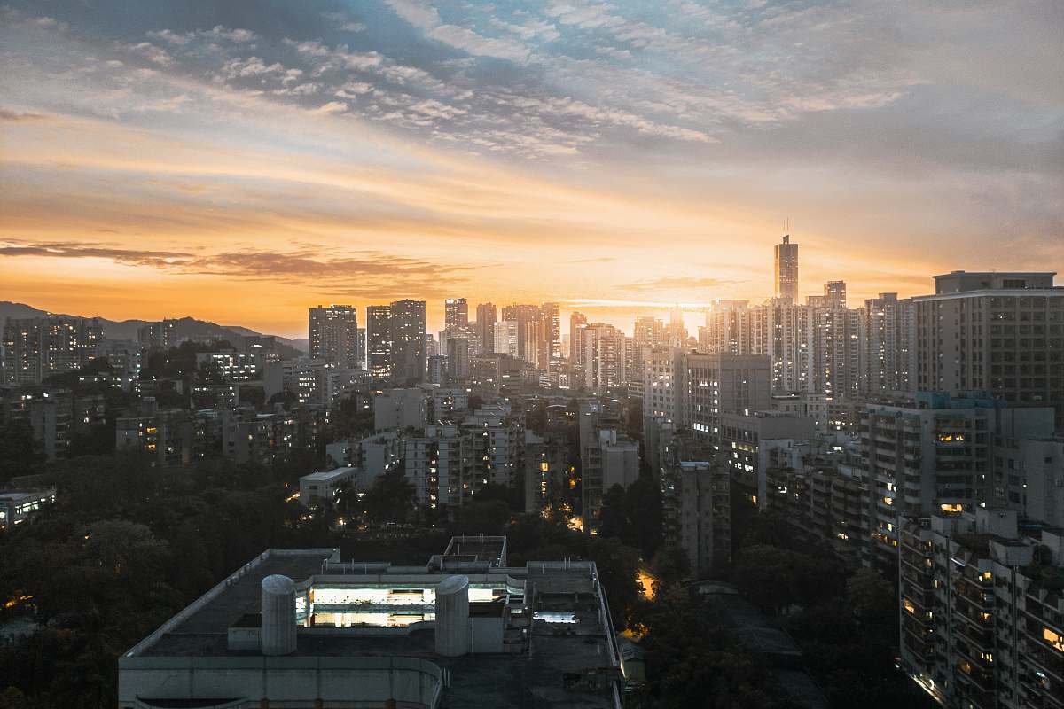 city aerial photography of city during golden hour town