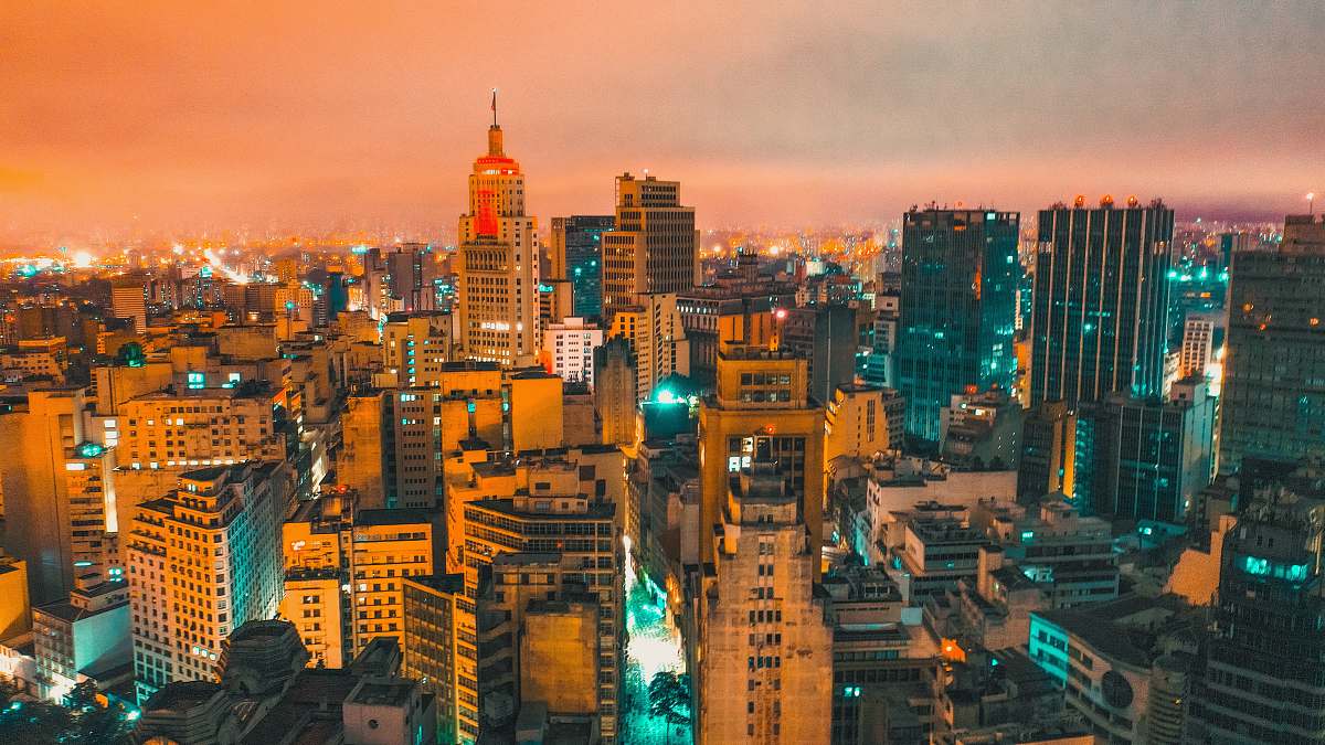 city aerial photography of city during night urban