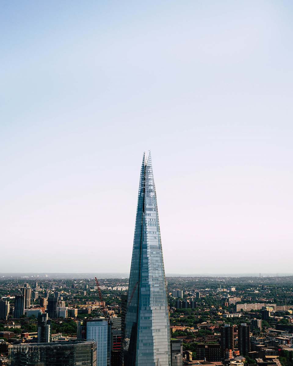 architecture aerial photography of Shard building in Paris spire