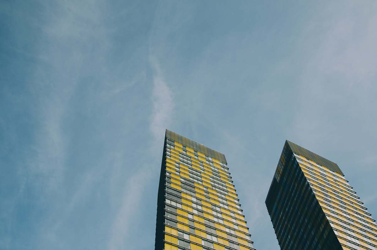 city architectural photography of two buildings architecture