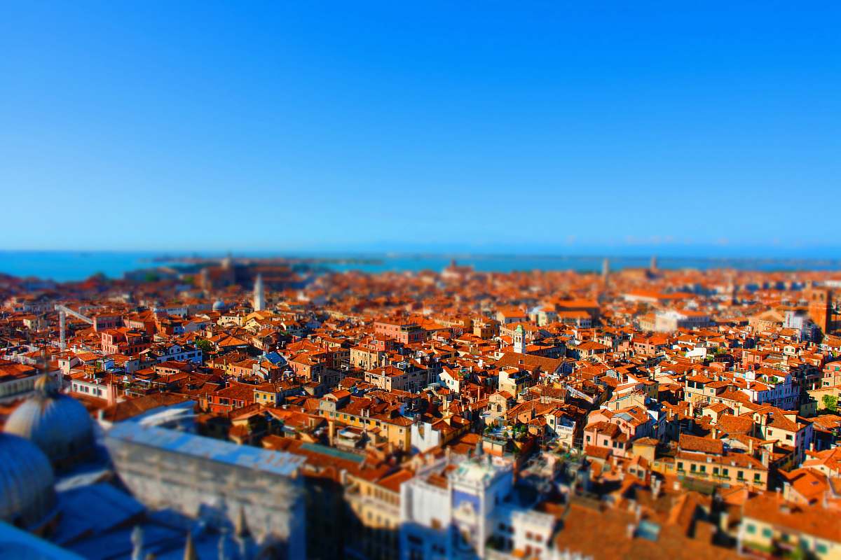 city bird's eye view of town during daytime scenery