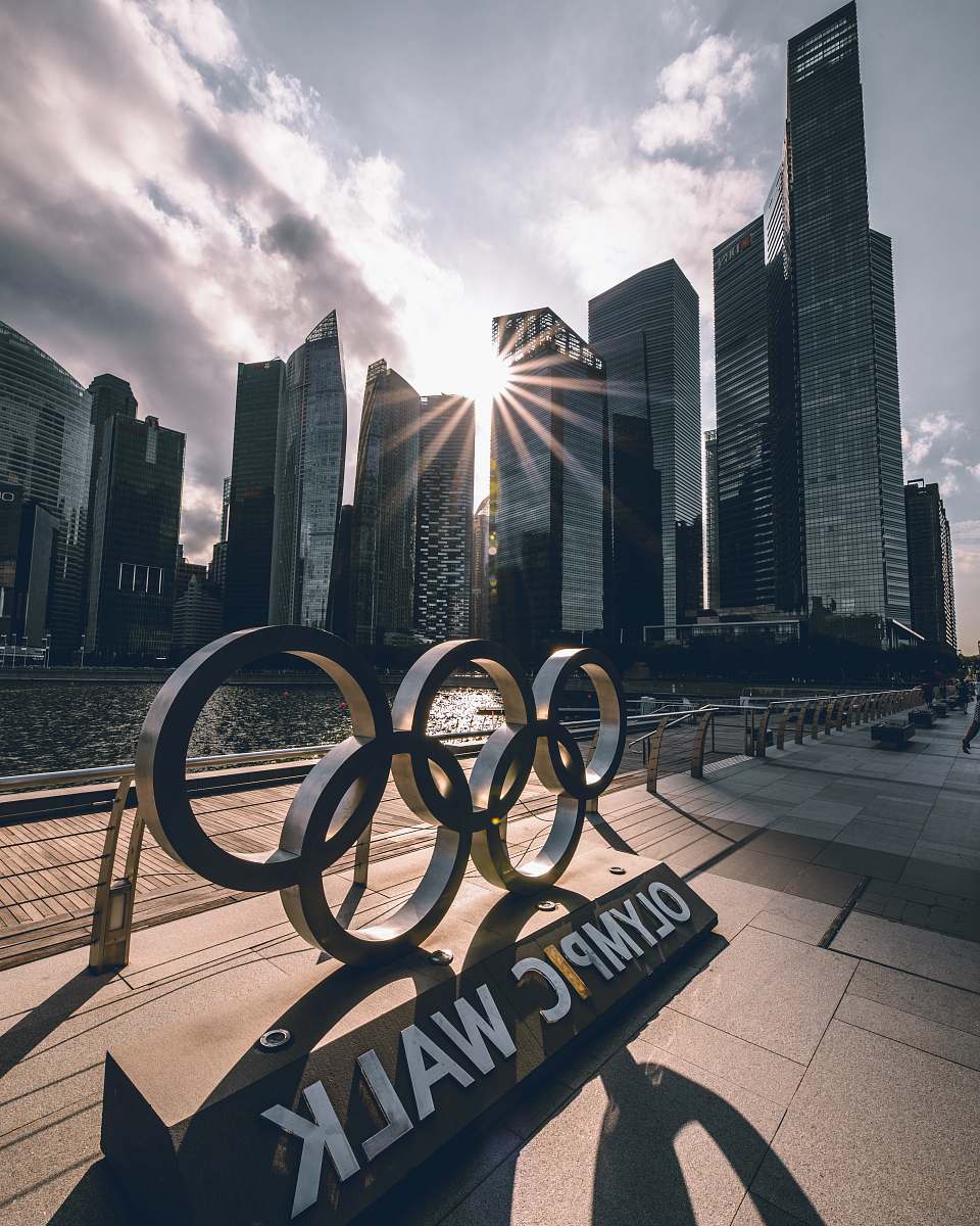 city black Olympic Walk signage town