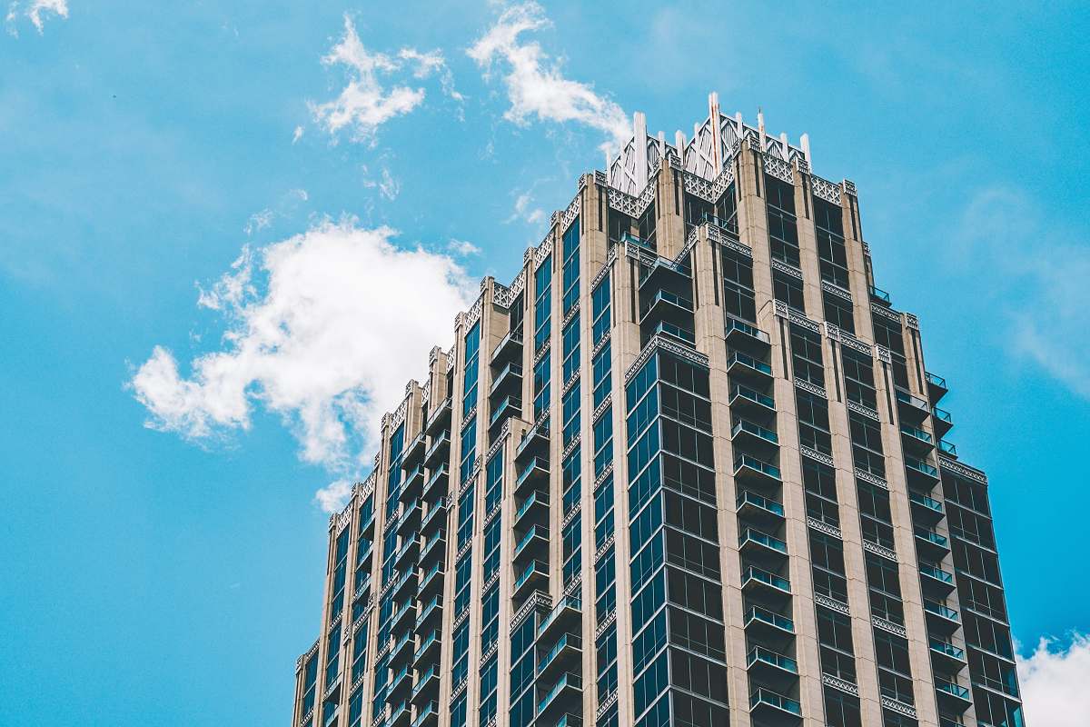 housing bleu and brown high-rise building condo