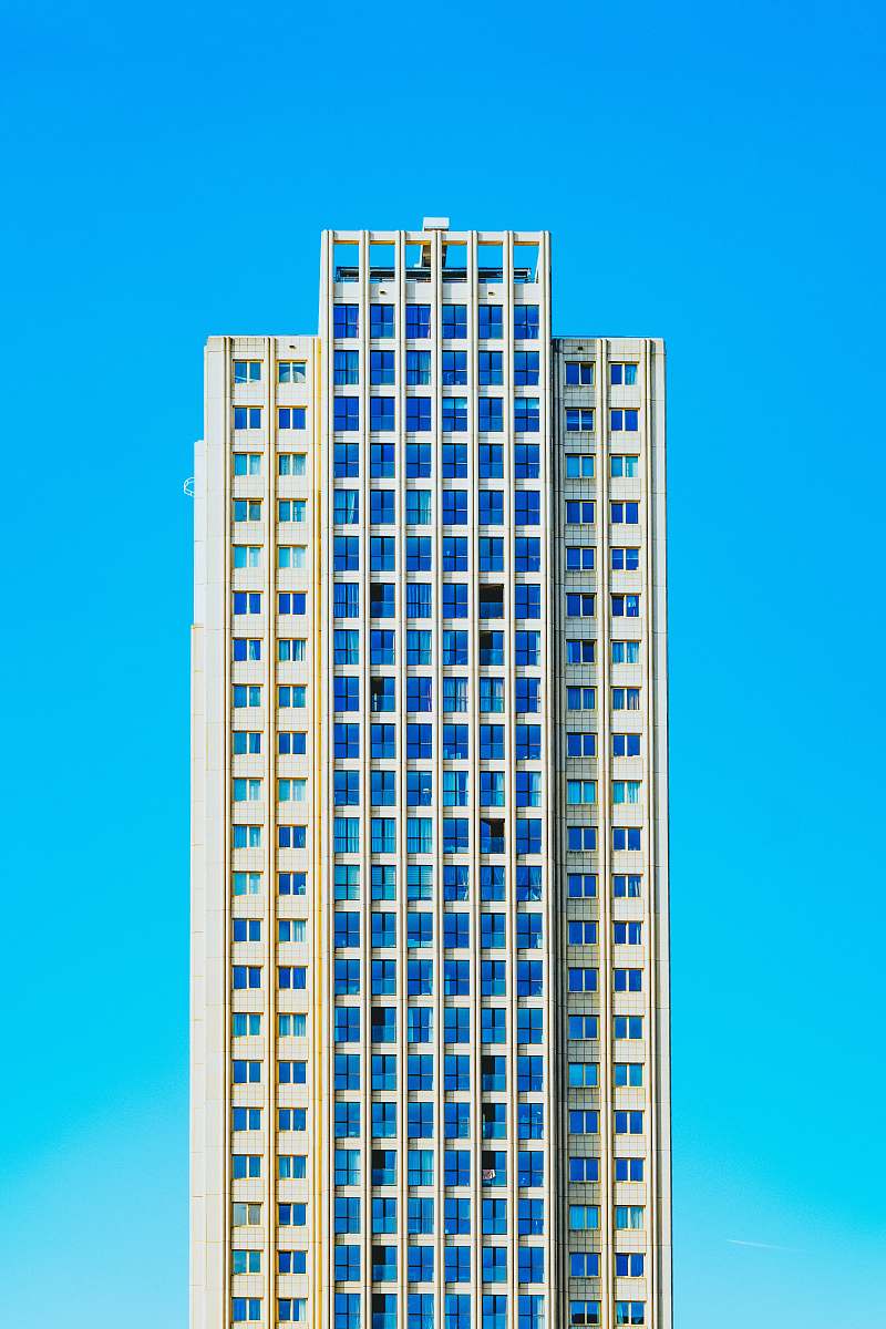 city blue and beige high-rise buildings urban