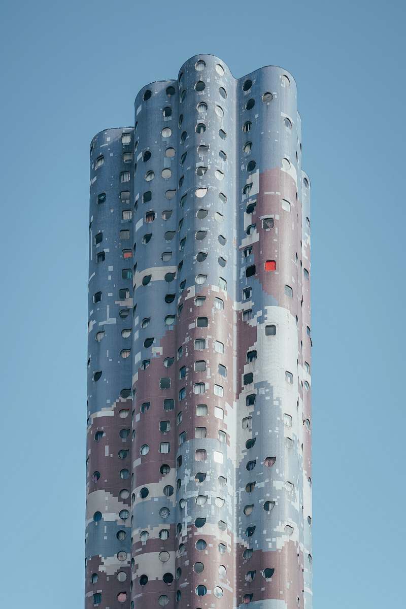 city blue and red concrete building urban