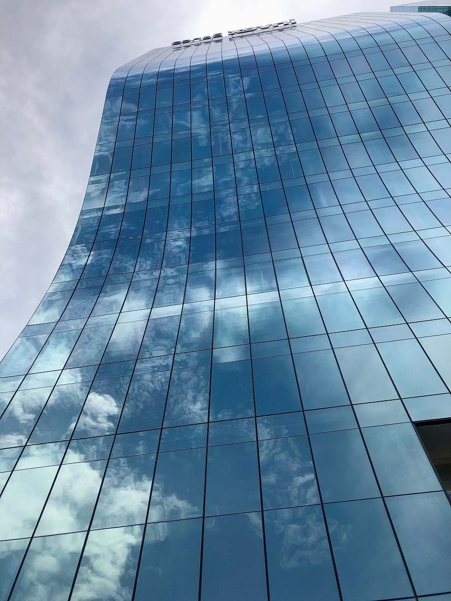 city blue mirror building mirrors office building