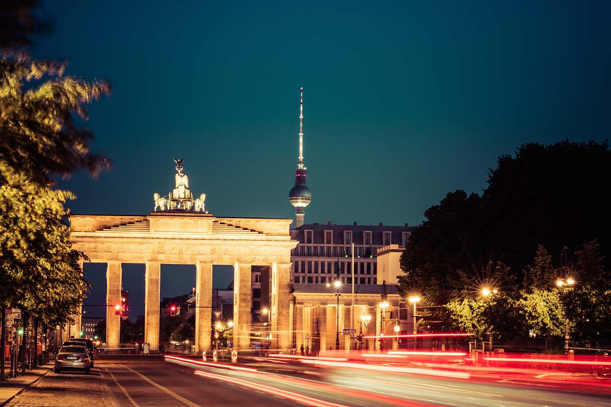 city Brandenburg Gate at night downtown